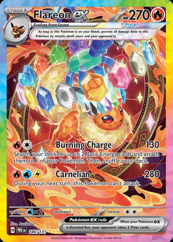 Flareon ex (146/131) Scarlet and Violet Prismatic Evolutions Special Illustration Rare Pokemon Card TCG