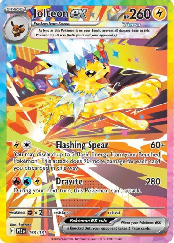 Jolteon ex (153/131) Scarlet and Violet Prismatic Evolutions Special Illustration Rare Pokemon Card TCG