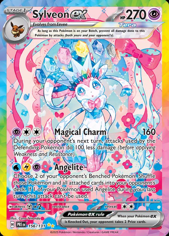 Sylveon ex (156/131) Scarlet and Violet Prismatic Evolutions Special Illustration Rare Pokemon Card TCG