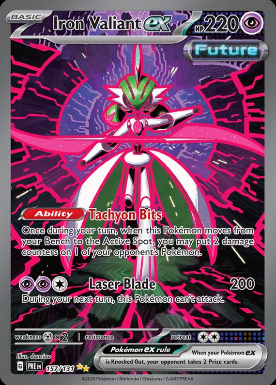 Iron Valiant ex (157/131) Scarlet and Violet Prismatic Evolutions Special Illustration Rare Pokemon Card TCG