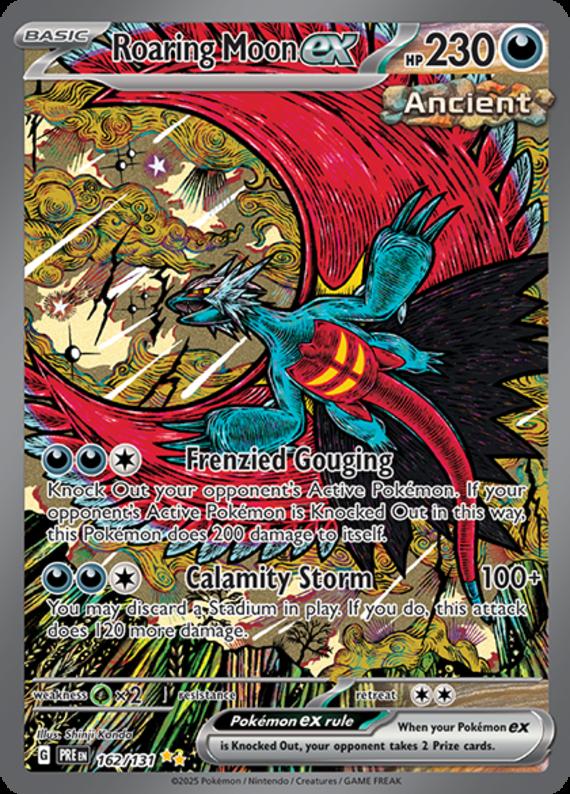 Roaring Moon ex (162/131) Scarlet and Violet Prismatic Evolutions Special Illustration Rare Pokemon Card TCG