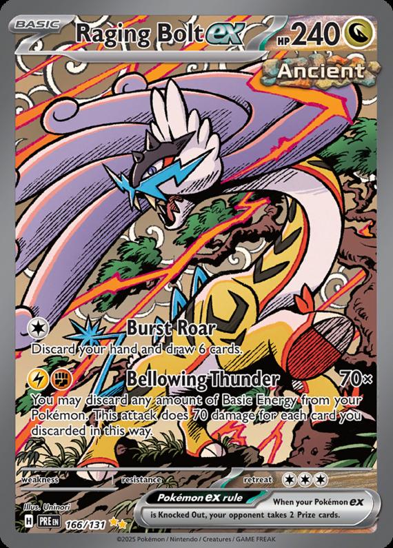 Raging Bolt ex (166/131) Scarlet and Violet Prismatic Evolutions Special Illustration Rare Pokemon Card TCG