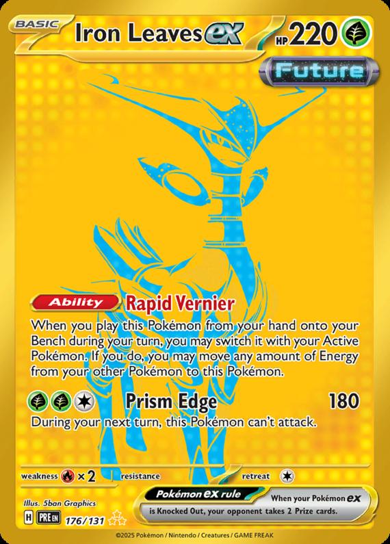 Iron Leaves ex (176/131) Scarlet and Violet Prismatic Evolutions Hyper Rare Pokemon Card TCG