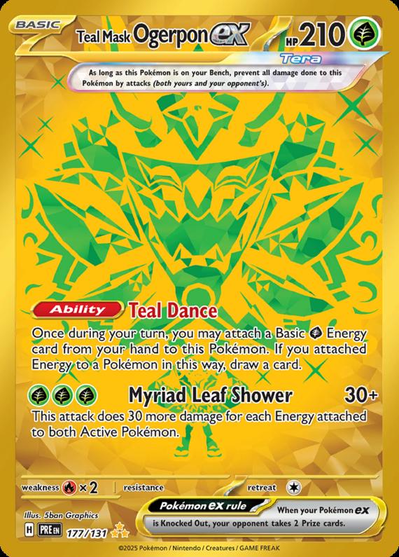 Teal Mask Ogerpon ex (177/131) Scarlet and Violet Prismatic Evolutions Hyper Rare Pokemon Card TCG
