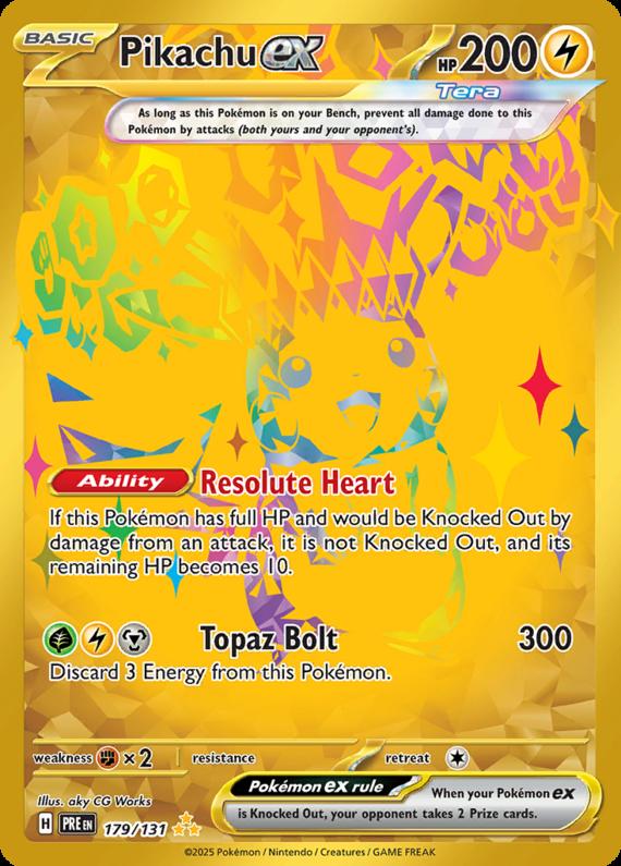 Pikachu ex (179/131) Scarlet and Violet Prismatic Evolutions Hyper Rare Pokemon Card TCG