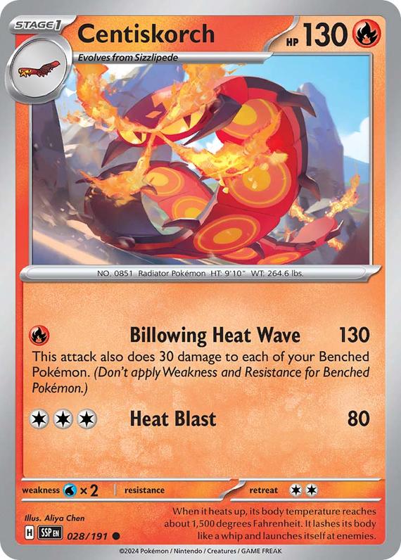 Centiskorch (28/191) SV Surging Sparks Common Pokemon Card TCG