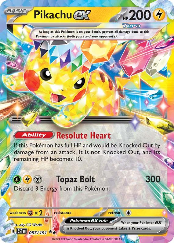 Pikachu ex (57/191) SV Surging Sparks Double Rare Pokemon Card TCG