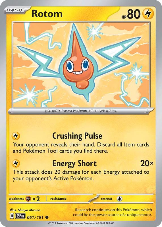 Rotom (61/191) SV Surging Sparks Common Pokemon Card TCG