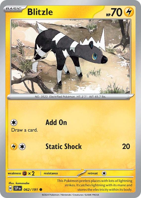Blitzle (62/191) SV Surging Sparks Common Pokemon Card TCG