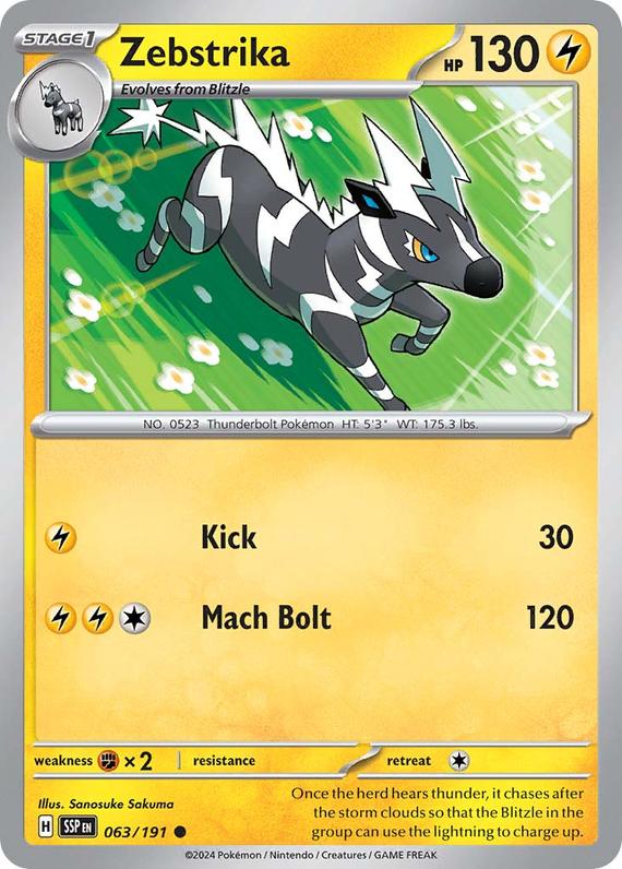 Zebstrika (63/191) SV Surging Sparks Common Pokemon Card TCG