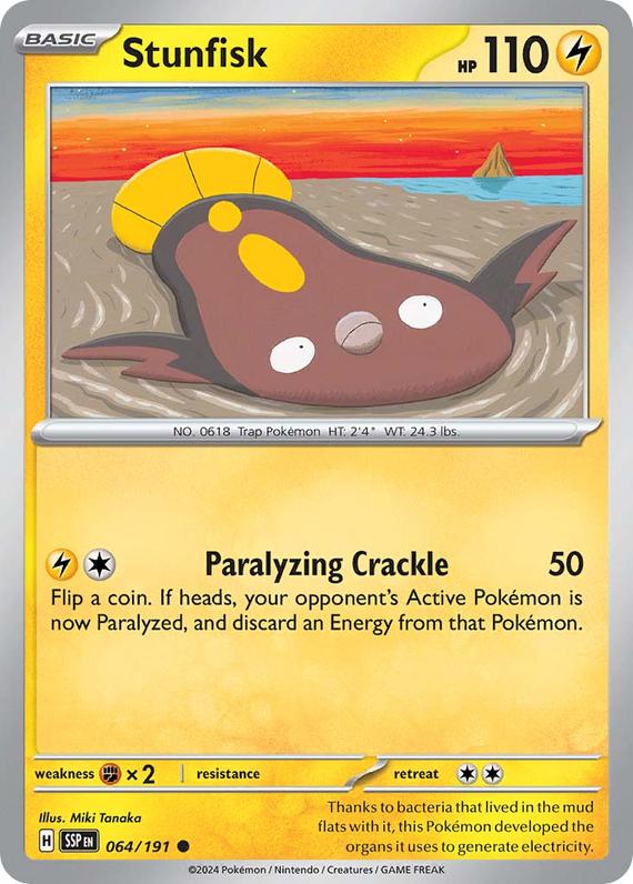 Stunfisk (64/191) SV Surging Sparks Common Pokemon Card TCG