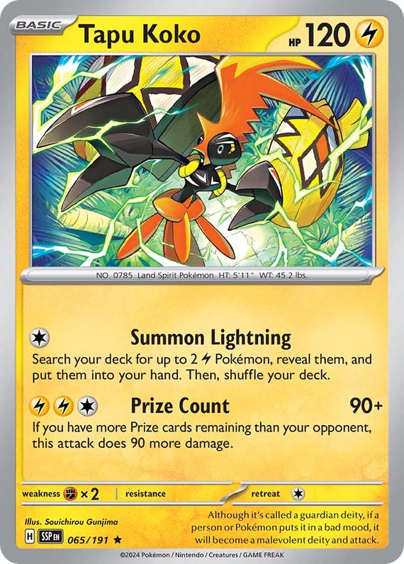 Tapu Koko (65/191) SV Surging Sparks Rare Pokemon Card TCG