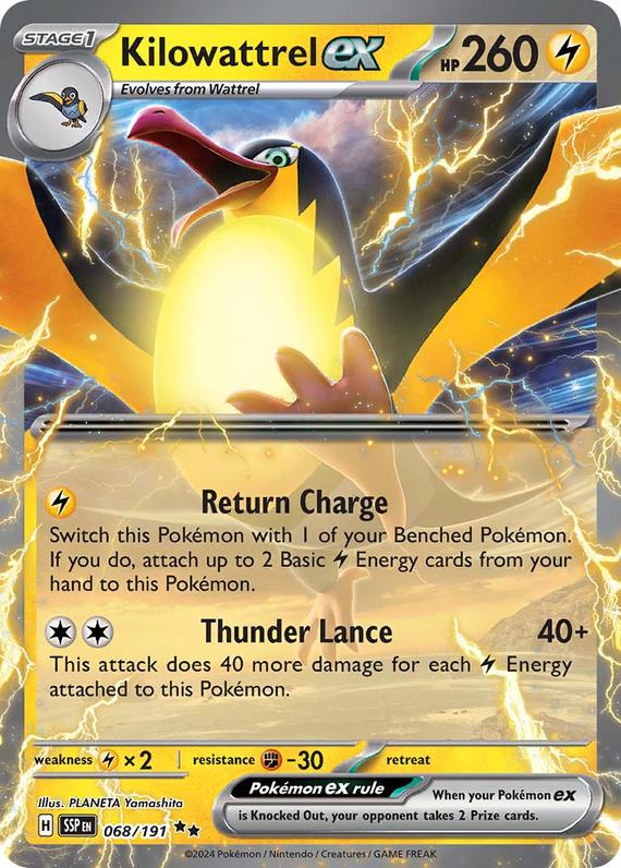 Kilowattrel ex (68/191) SV Surging Sparks Double Rare Pokemon Card TCG