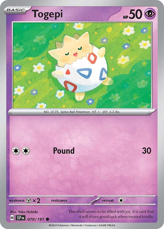 Togepi (70/191) SV Surging Sparks Common Pokemon Card TCG