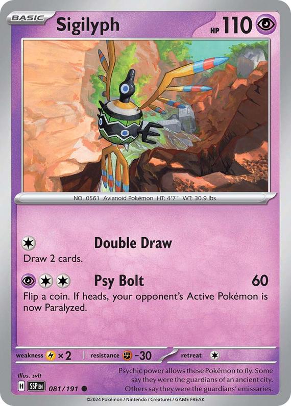 Sigilyph (81/191) SV Surging Sparks Common Pokemon Card TCG