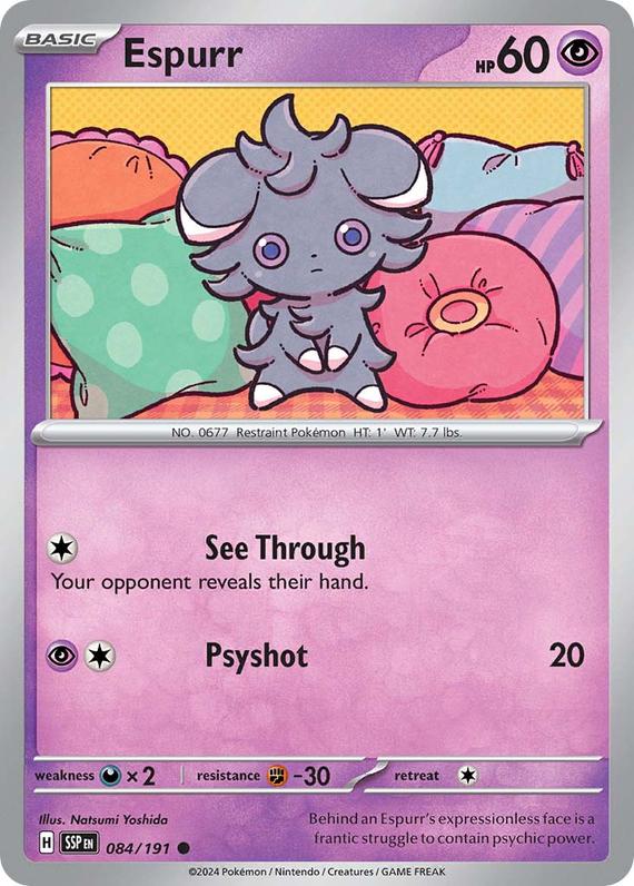 Espurr (84/191) SV Surging Sparks Common Pokemon Card TCG