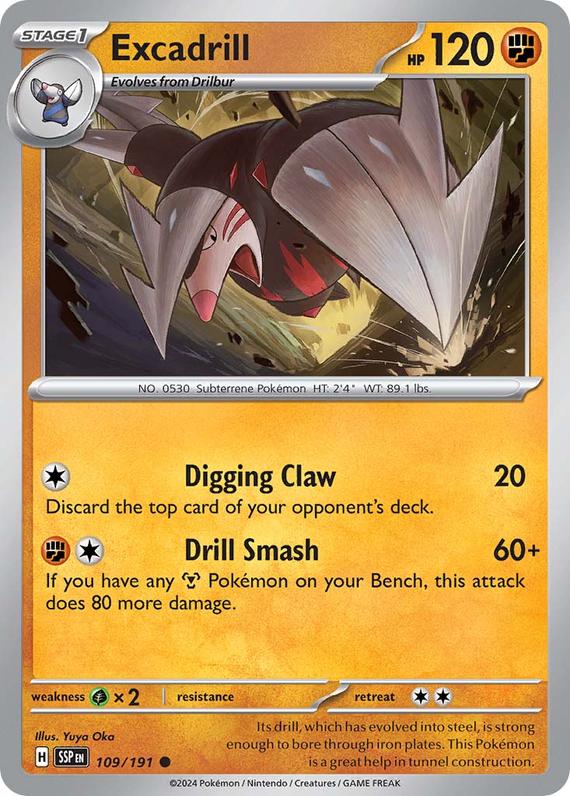 Excadrill (109/191) SV Surging Sparks Common Pokemon Card TCG