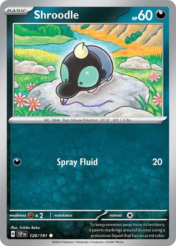 Shroodle (120/191) SV Surging Sparks Common Pokemon Card TCG