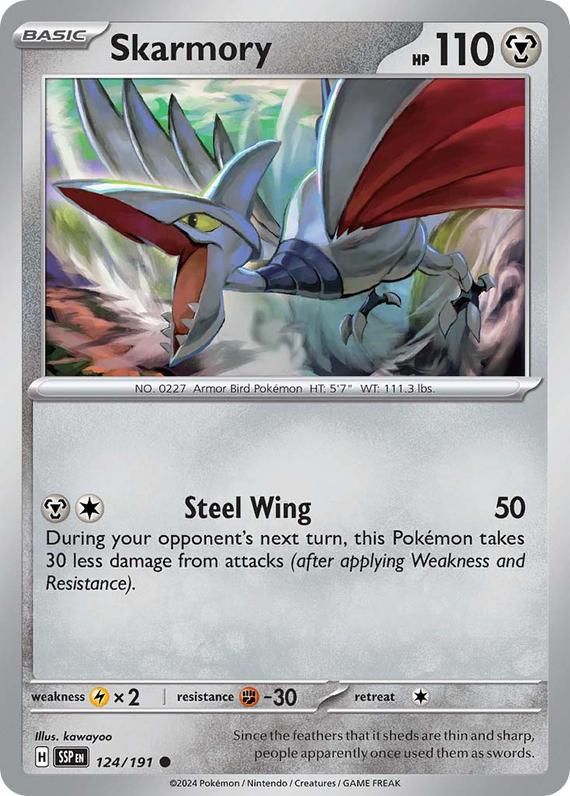 Skarmory (124/191) SV Surging Sparks Common Pokemon Card TCG