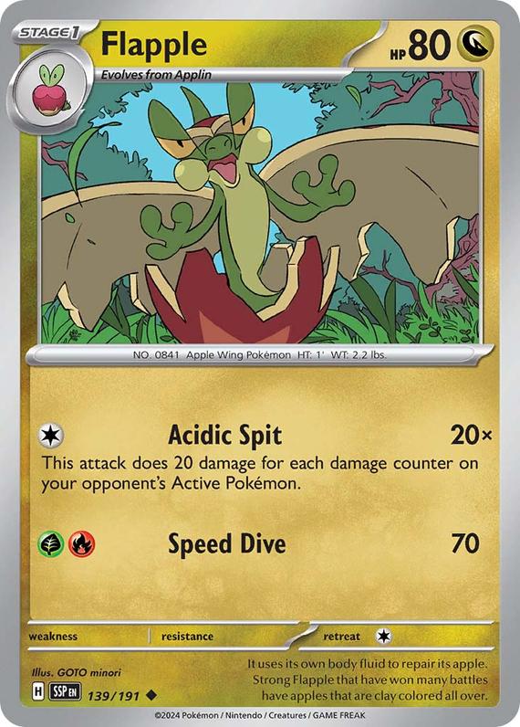 Flapple (139/191) SV Surging Sparks Uncommon Pokemon Card TCG