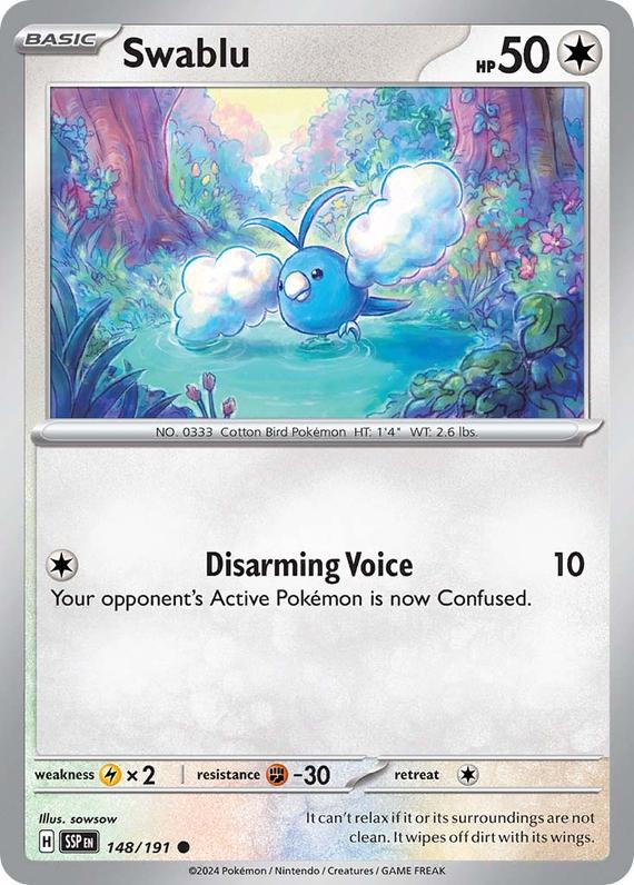 Swablu (148/191) SV Surging Sparks Common Pokemon Card TCG
