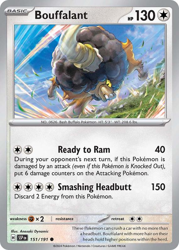 Bouffalant (151/191) SV Surging Sparks Common Pokemon Card TCG