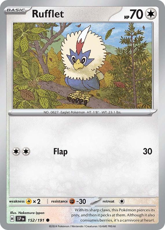 Rufflet (152/191) SV Surging Sparks Common Pokemon Card TCG