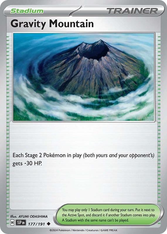Gravity Mountain (177/191) SV Surging Sparks Reverse Holo Uncommon Pokemon Card TCG