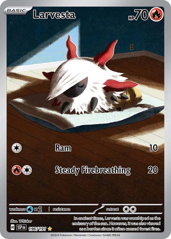 Larvesta (196/191) SV Surging Sparks Illustration Rare Pokemon Card TCG