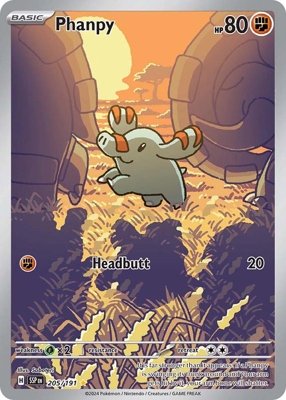 Phanpy (205/191) SV Surging Sparks Illustration Rare Pokemon Card TCG