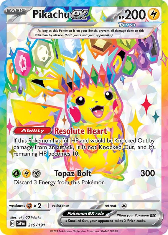 Pikachu ex (219/191) SV Surging Sparks Ultra Rare Pokemon Card TCG