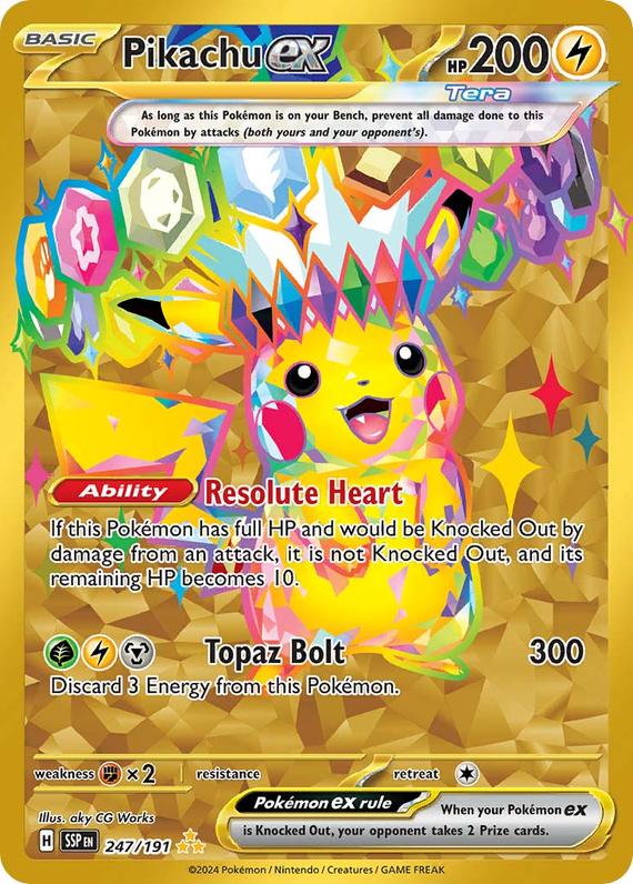 Pikachu ex (247/191) SV Surging Sparks Hyper Rare Pokemon Card TCG