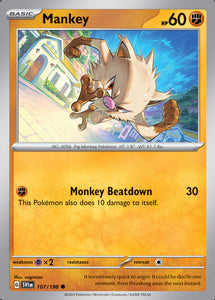 Mankey 107/198 SV Scarlet and Violet Base Set Common Pokemon Card TCG Near Mint