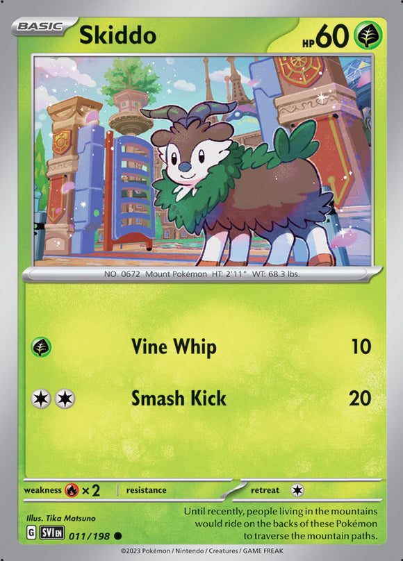 Skiddo 011/198 SV Scarlet and Violet Base Set Common Pokemon Card TCG Near Mint