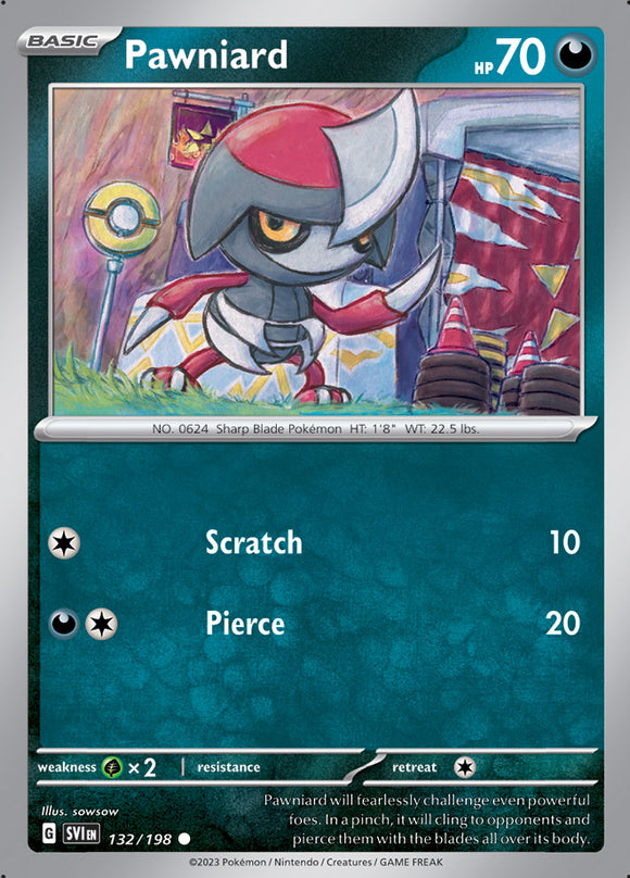 Pawniard 132/198 SV Scarlet and Violet Base Set Common Pokemon Card TCG Near Mint
