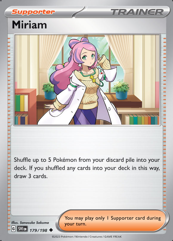 Miriam 179/198 SV Scarlet and Violet Base Set Uncommon Trainer Pokemon Card TCG Near Mint