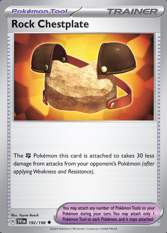 Rock Chestplate 192/198 SV Scarlet and Violet Base Set Uncommon Trainer Pokemon Card TCG Near Mint