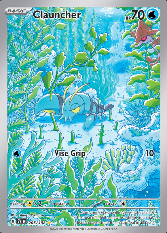 Clauncher 205/198 SV Scarlet and Violet Base Set Full Art Illustration Rare Pokemon Card TCG Near Mint