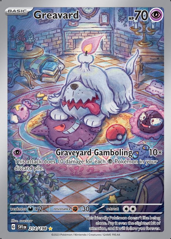 Greavard 214/198 SV Scarlet and Violet Base Set Full Art Illustration Rare Pokemon Card TCG Near Mint