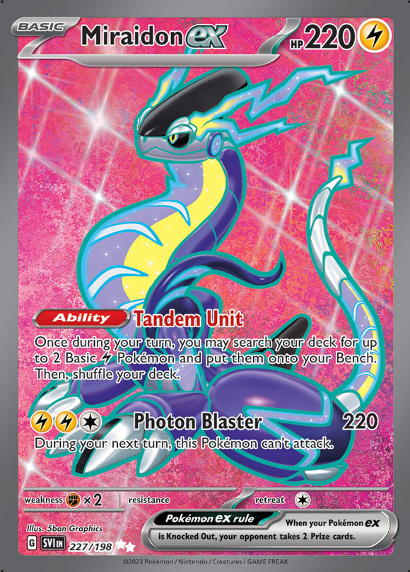Miraidon ex 227/198 SV Scarlet and Violet Base Set Full Art Ultra Rare Pokemon Card TCG Near Mint