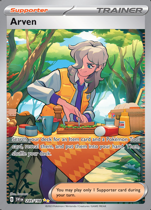 Arven 249/198 SV Scarlet and Violet Base Set Full Art Special Illustration Rare Pokemon Card TCG Near Mint