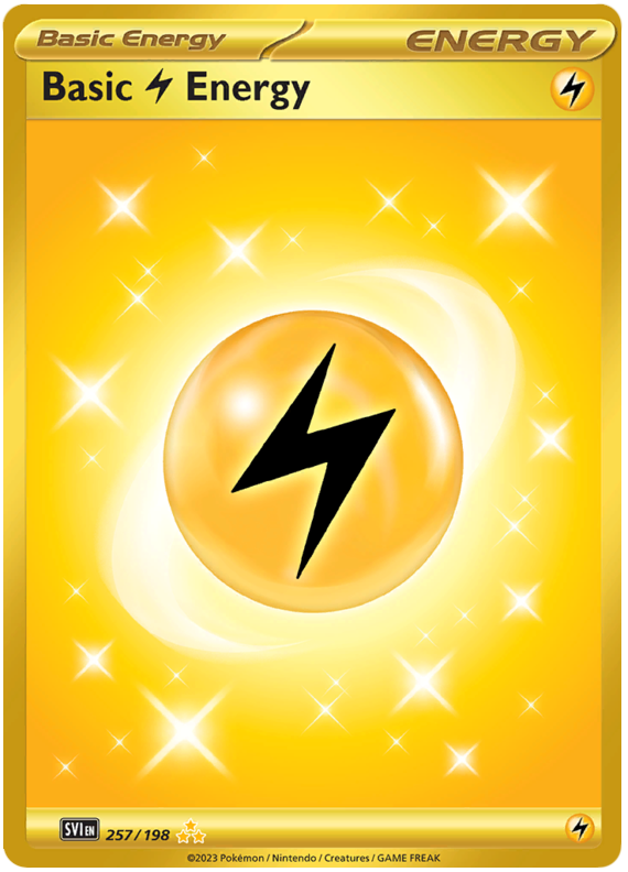 Basic Lightning Energy 257/198 SV Scarlet and Violet Base Set Full Art Hyper Rare Pokemon Card TCG Near Mint