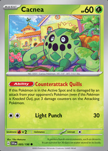 Cacnea 005/198 SV Scarlet and Violet Base Set Common Pokemon Card TCG Near Mint