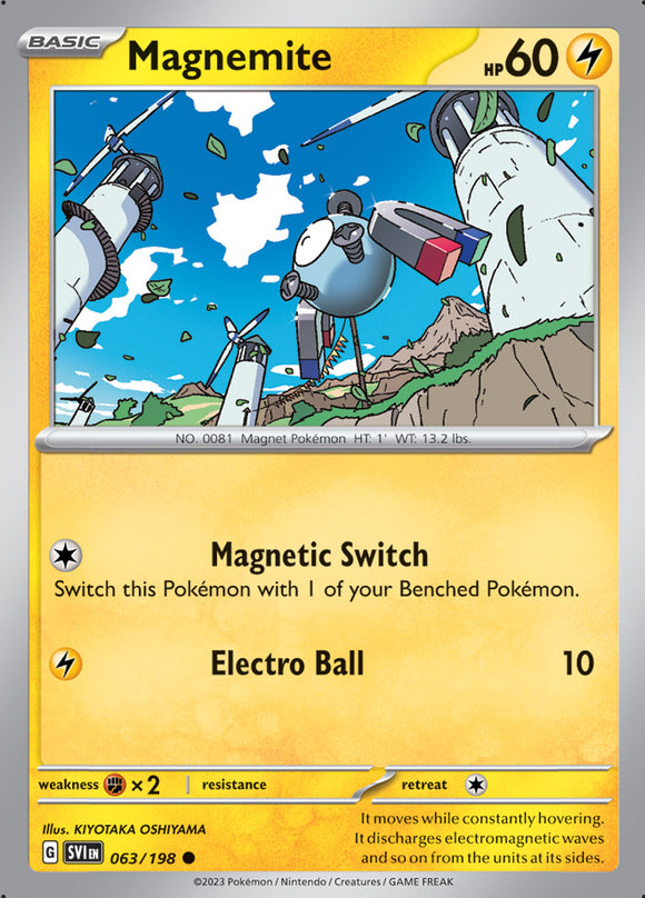 Magnemite 063/198 SV Scarlet and Violet Base Set Common Pokemon Card TCG Near Mint