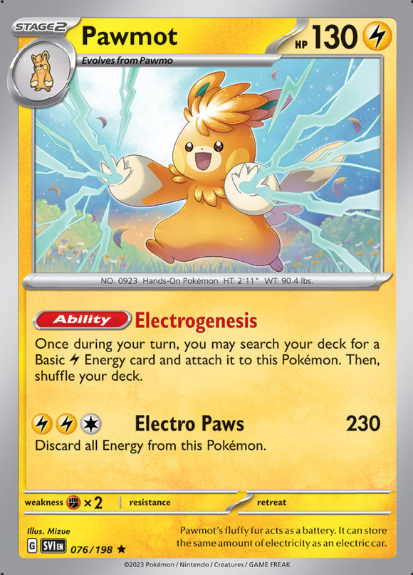 Pawmot 076/198 SV Scarlet and Violet Base Set Rare Pokemon Card TCG Kawaii Collector Pawmot 076/198 SV Scarlet and Violet Base Set Rare Pokemon Card TCG Kawaii Collector