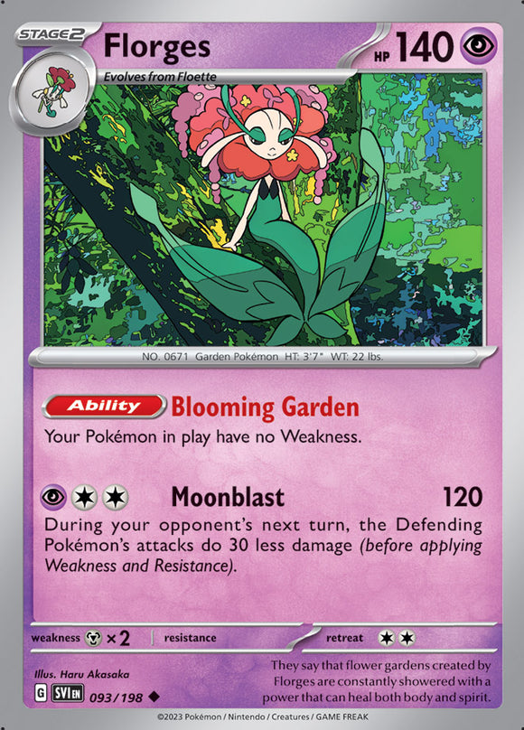 Florges 093/198 SV Scarlet and Violet Base Set Uncommon Pokemon Card TCG Near Mint