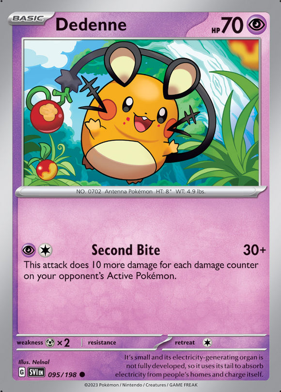 Dedenne 095/198 SV Scarlet and Violet Base Set Common Pokemon Card TCG Near Mint