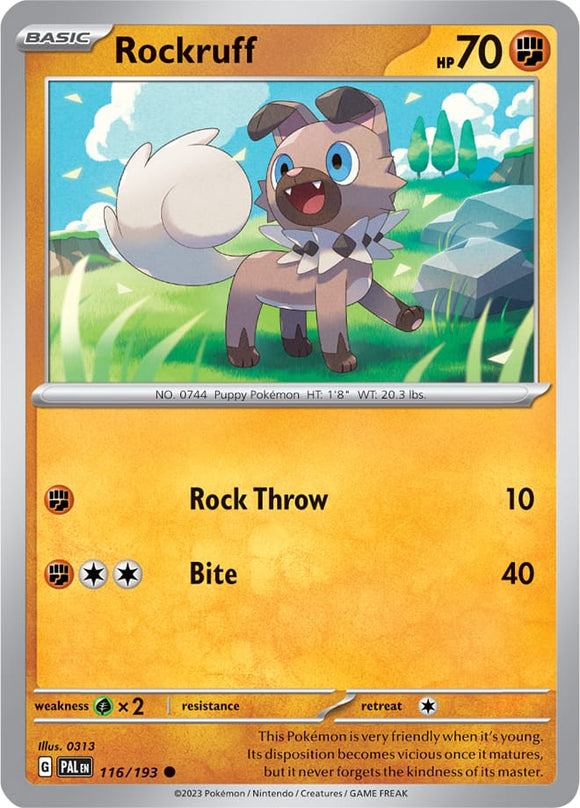 Rock Ruff Common Card Rockruff 116/193 SV Paldea Evolved Common Pokemon Card TCG – Kawaii ...
