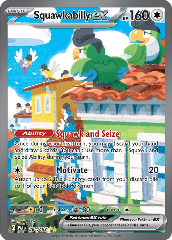 Squawkabilly ex 264/193 SV Paldea Evolved Full Art Special Illustration Rare Pokemon Card TCG Near Mint
