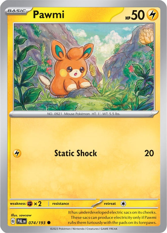 Pawmi 074/193 SV Paldea Evolved Common Pokemon Card TCG Near Mint